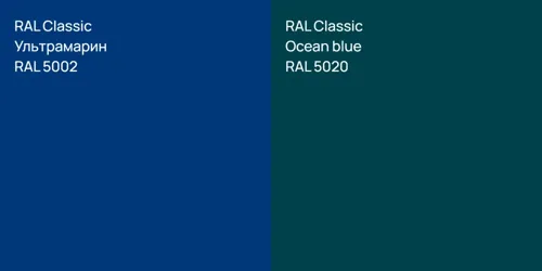 RAL 5002 Ультрамарин vs RAL 5020  Ocean blue