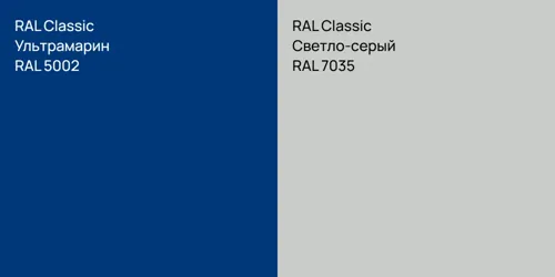RAL 5002 Ультрамарин vs RAL 7035 Светло-серый