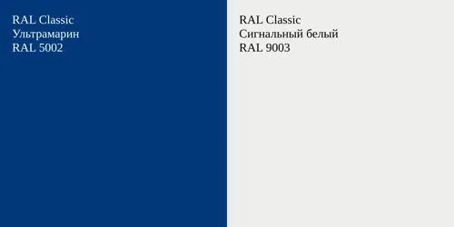 RAL 5002 Ультрамарин vs RAL 9003 Сигнальный белый