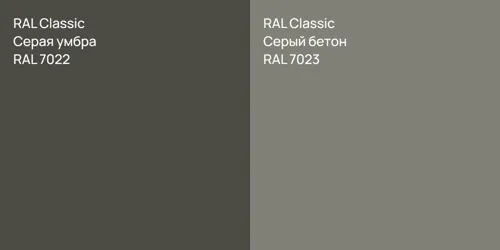 RAL 7022 Серая умбра vs RAL 7023 Серый бетон