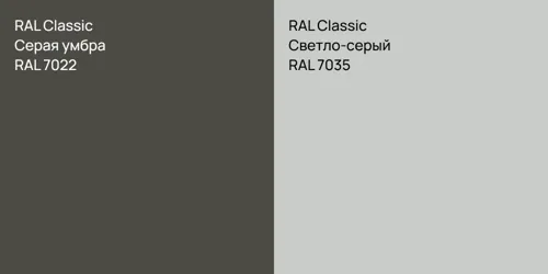 RAL 7022 Серая умбра vs RAL 7035 Светло-серый