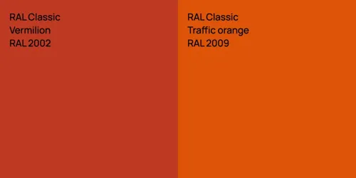 RAL 2002  Vermilion vs RAL 2009  Traffic orange