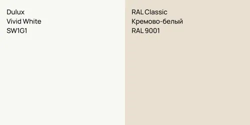 SW1G1 Vivid White vs RAL 9001 Кремово-белый
