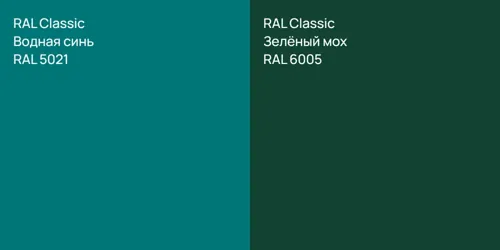 RAL 5021 Водная синь vs RAL 6005 Зелёный мох