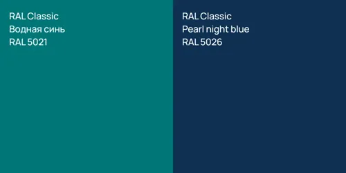 RAL 5021 Водная синь vs RAL 5026  Pearl night blue