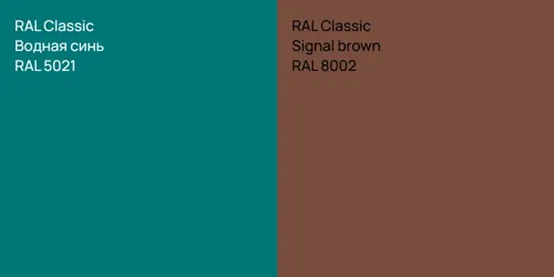 RAL 5021 Водная синь vs RAL 8002  Signal brown