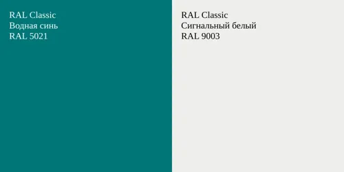 RAL 5021 Водная синь vs RAL 9003 Сигнальный белый