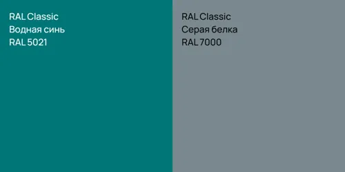 RAL 5021 Водная синь vs RAL 7000 Серая белка