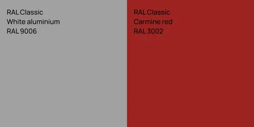 RAL 9006  White aluminium vs RAL 3002  Carmine red