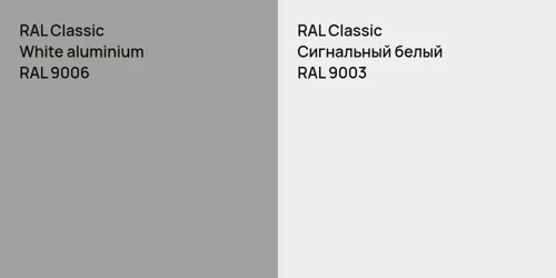 RAL 9006  White aluminium vs RAL 9003 Сигнальный белый