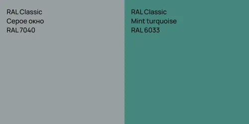 RAL 7040 Серое окно vs RAL 6033  Mint turquoise