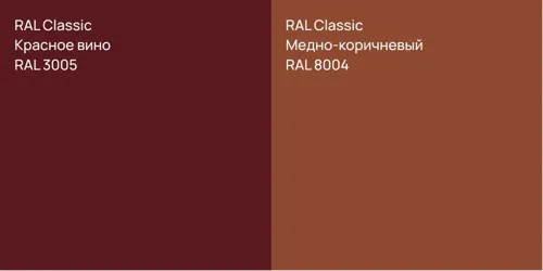 RAL 3005 Красное вино vs RAL 8004 Медно-коричневый