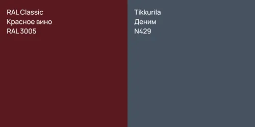 RAL 3005 Красное вино vs N429 Деним