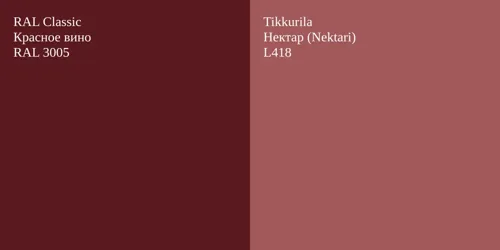 RAL 3005 Красное вино vs L418 Нектар (Nektari)