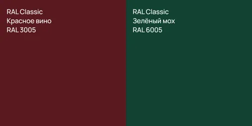 RAL 3005 Красное вино vs RAL 6005 Зелёный мох