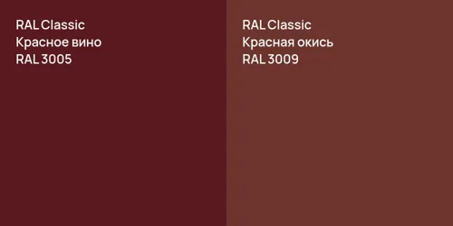 RAL 3005 Красное вино vs RAL 3009 Красная окись