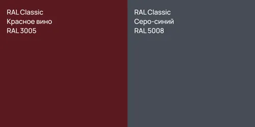 RAL 3005 Красное вино vs RAL 5008 Серо-синий