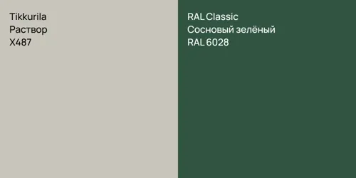 X487 Раствор vs RAL 6028 Сосновый зелёный