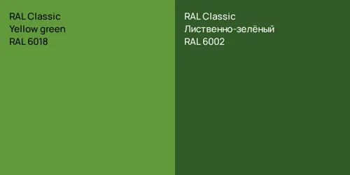 RAL 6018  Yellow green vs RAL 6002 Лиственно-зелёный