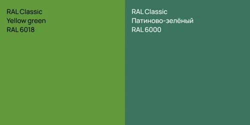 RAL 6018  Yellow green vs RAL 6000 Патиново-зелёный