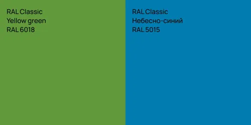 RAL 6018 Yellow green vs RAL 5015 Небесно-синий