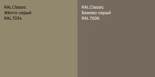 RAL 7034 Жёлто-серый vs RAL 7006 Бежево-серый