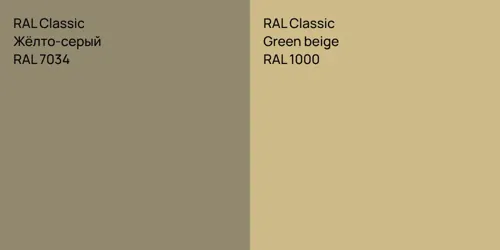RAL 7034 Жёлто-серый vs RAL 1000  Green beige