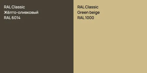 RAL 6014 Жёлто-оливковый vs RAL 1000  Green beige