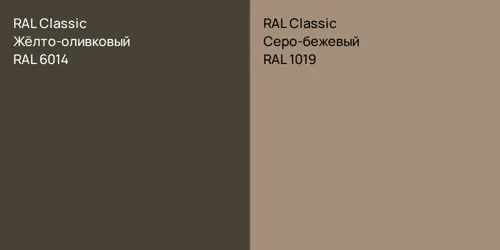 RAL 6014 Жёлто-оливковый vs RAL 1019 Серо-бежевый