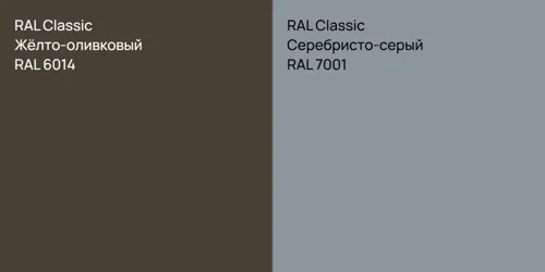 RAL 6014 Жёлто-оливковый vs RAL 7001 Серебристо-серый