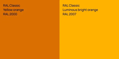 RAL 2000  Yellow orange vs RAL 2007  Luminous bright orange