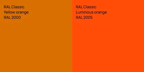 RAL 2000  Yellow orange vs RAL 2005  Luminous orange