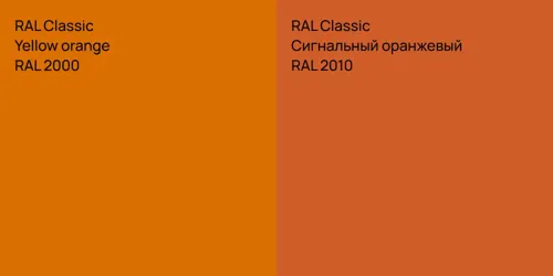 RAL 2000  Yellow orange vs RAL 2010 Сигнальный оранжевый