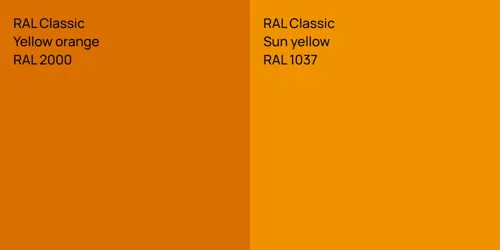RAL 2000  Yellow orange vs RAL 1037  Sun yellow