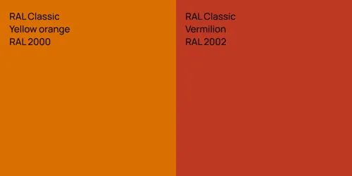 RAL 2000  Yellow orange vs RAL 2002  Vermilion