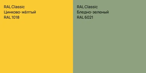 RAL 1018 Цинково-жёлтый vs RAL 6021 Бледно-зеленый