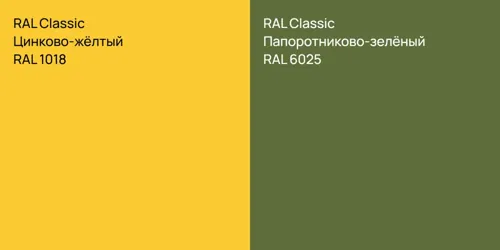 RAL 1018 Цинково-жёлтый vs RAL 6025 Папоротниково-зелёный