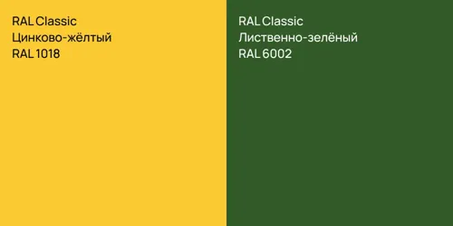 RAL 1018 Цинково-жёлтый vs RAL 6002 Лиственно-зелёный