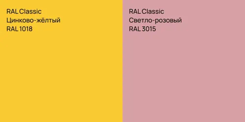 RAL 1018 Цинково-жёлтый vs RAL 3015 Светло-розовый