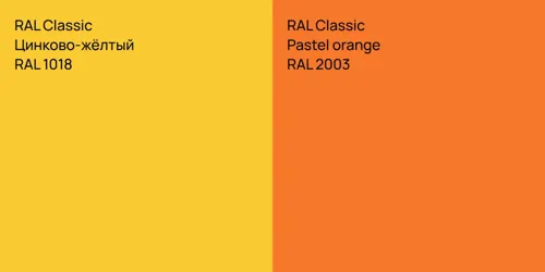 RAL 1018 Цинково-жёлтый vs RAL 2003  Pastel orange