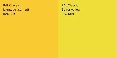RAL 1018 Цинково-жёлтый vs RAL 1016  Sulfur yellow