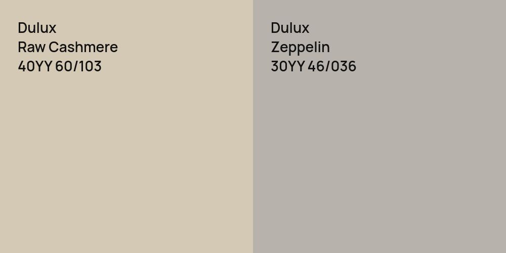 Dulux Raw Cashmere и Dulux Zeppelin - сравнение цветов
