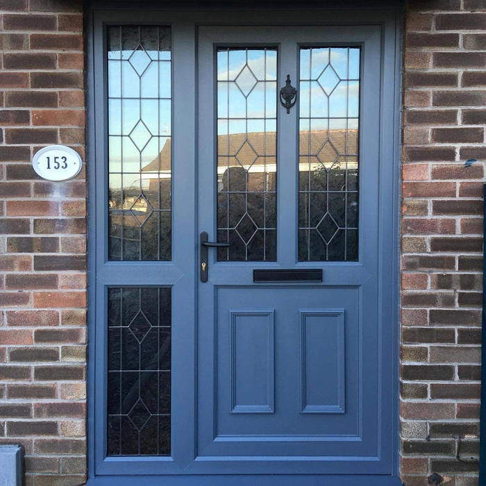 Blue grey RAL 7031 темно-синяя входная дверь