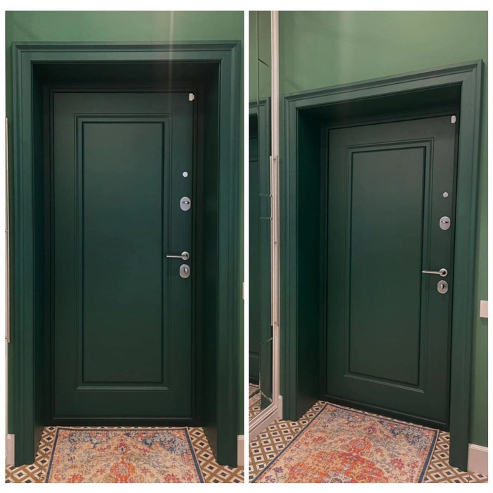 Темно-зеленая входная дверь RAL 6028 
