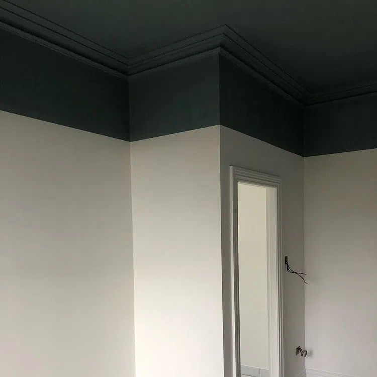 Черный потолок с белыми стенами Little Greene Shirting