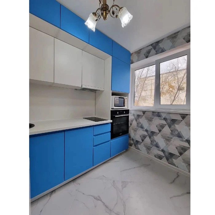 RAL 5015 голубые фасады кухни