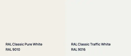 RAL 9010 Белый vs RAL 9016 Транспортный белый