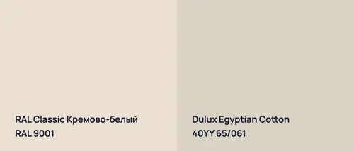 RAL 9001 Кремово-белый vs 40YY 65/061 Egyptian Cotton