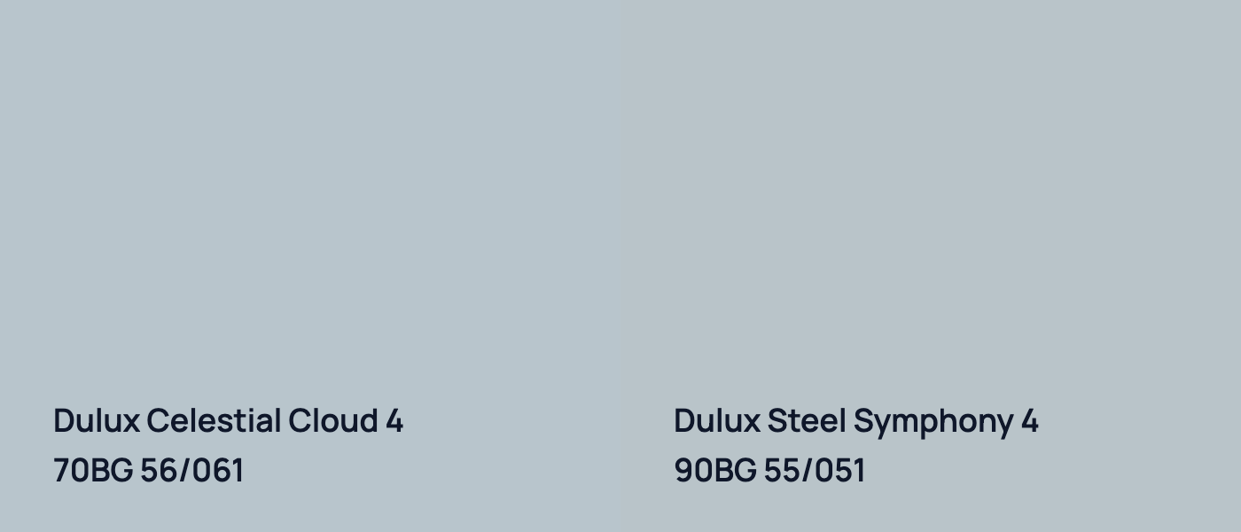 Dulux Celestial Cloud 4 70BG 56/061 vs Dulux Steel Symphony 4 90BG 55/051