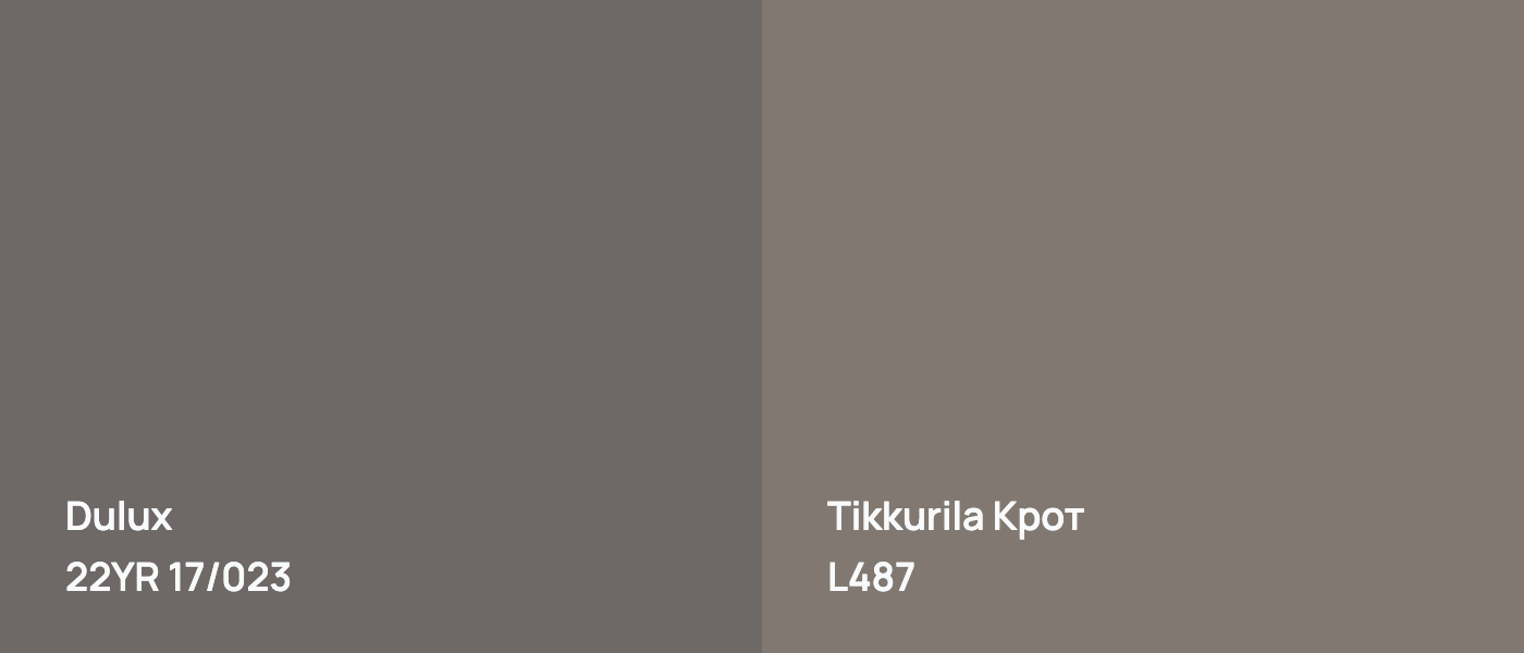 Dulux  22YR 17/023 vs Tikkurila Крот L487